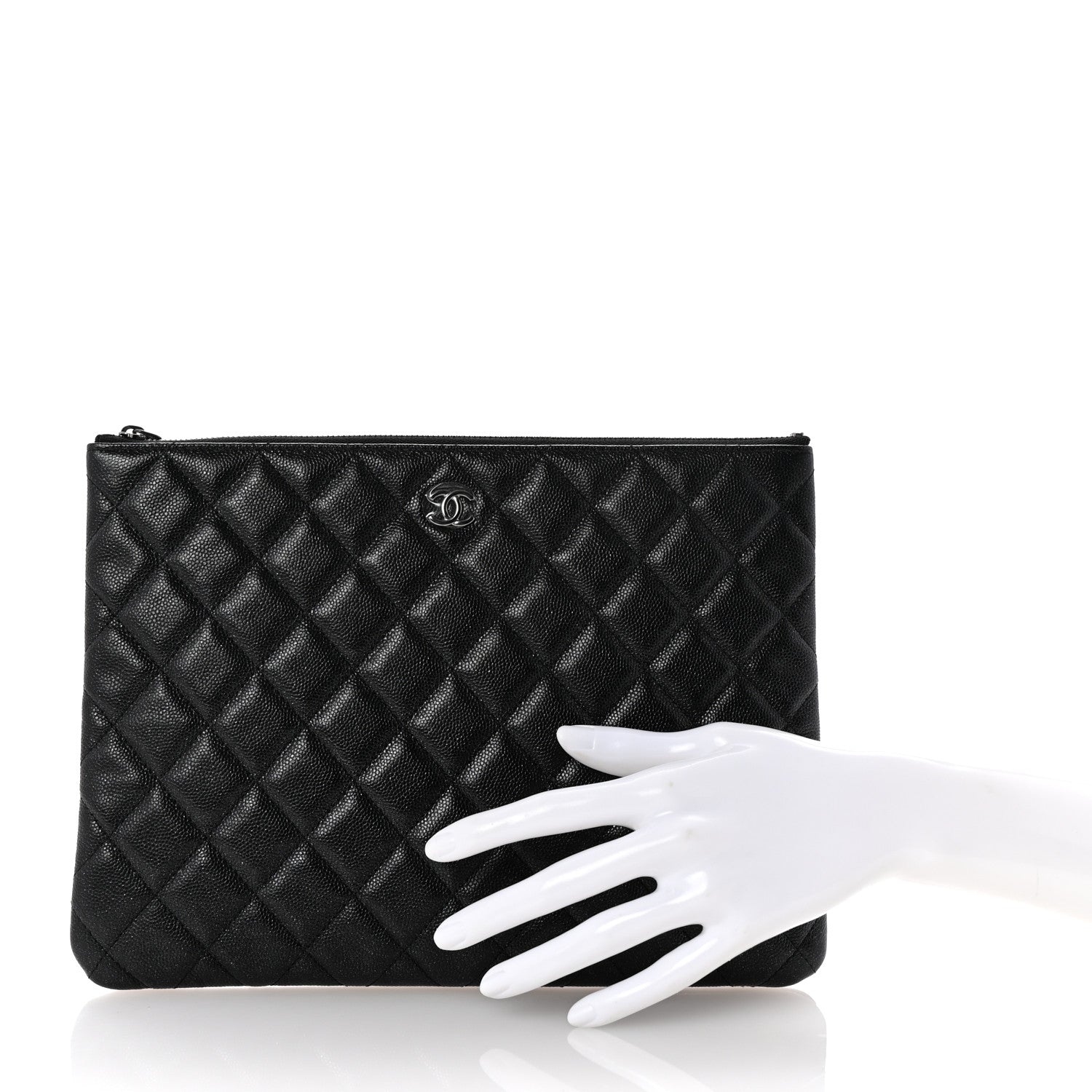 Chanel Iridescent Caviar Quilted Medium Cosmetic Case Black 2 of 8