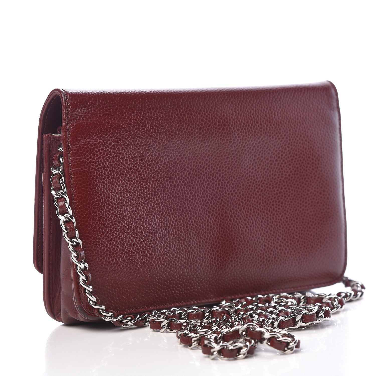 Chanel Caviar Timeless CC Wallet on Chain WOC Dark Red 3 of 14