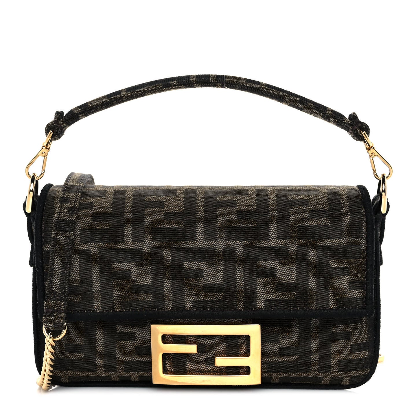 Fabric Jacquard FF 1974 Mini Baguette Tobacco Moro Black