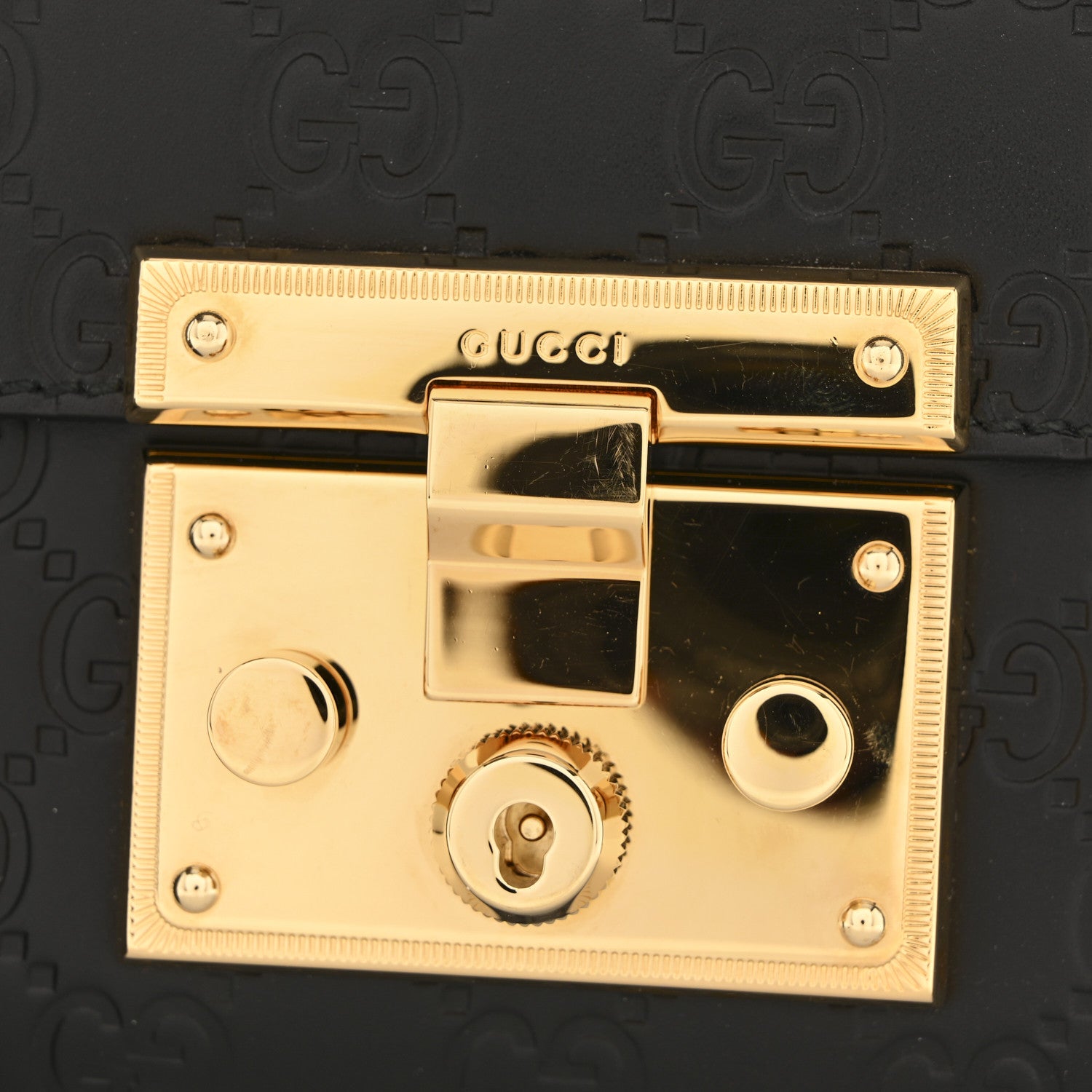 Gucci Guccissima Small Padlock Shoulder Bag Black 11 of 12