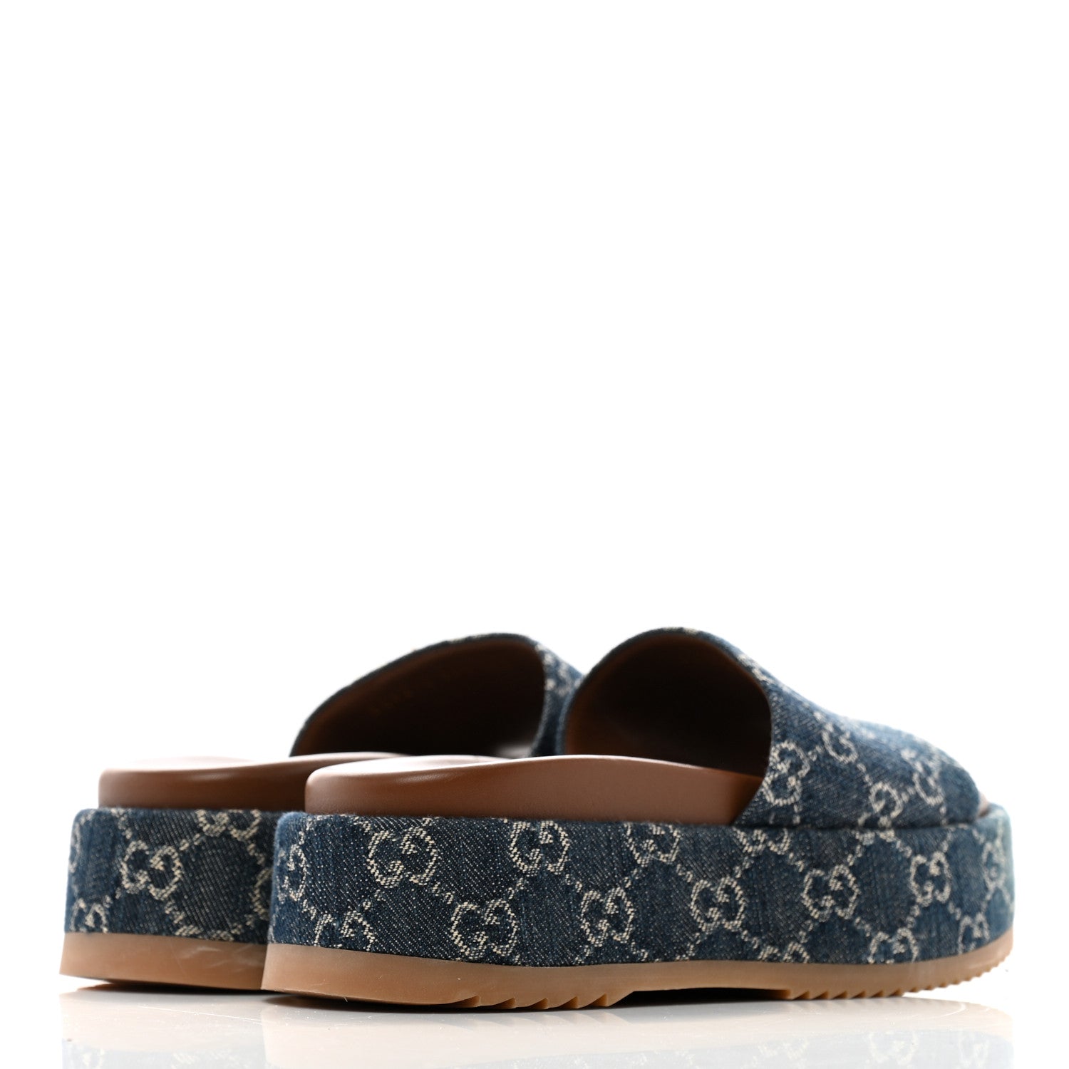 Gucci New Denim GG Monogram Angelina Platform 55mm Slide Sandals 36.5 Blue Tea 5 of 11