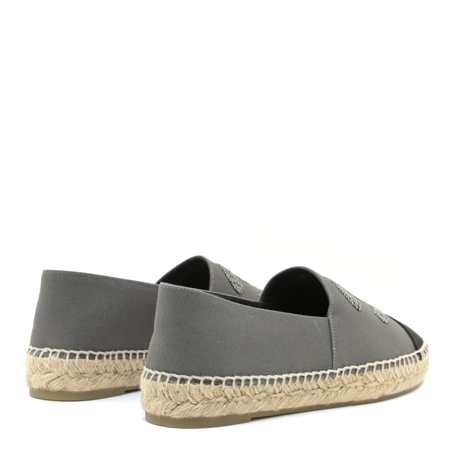 Chanel Canvas Grosgrain CC Espadrilles 39 Grey Black 3 of 14