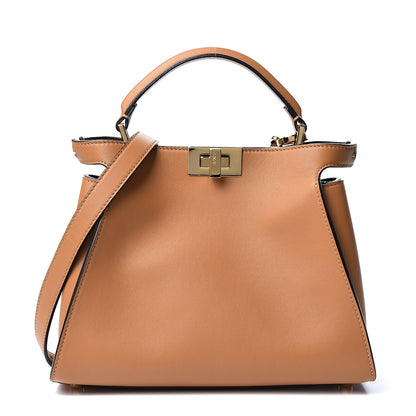 Fendi Vitello Tahiti Burro Bi-Color Medium Peekaboo Iconic Essentially Satchel Nocciola Asfalto Cast 1 of 9