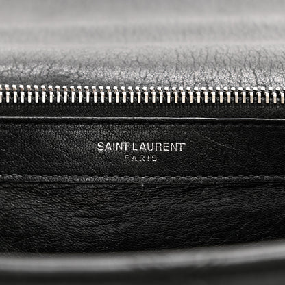 Saint Laurent Calfskin Diamond Quilted Monogram Large College Bag Black 6 of 10