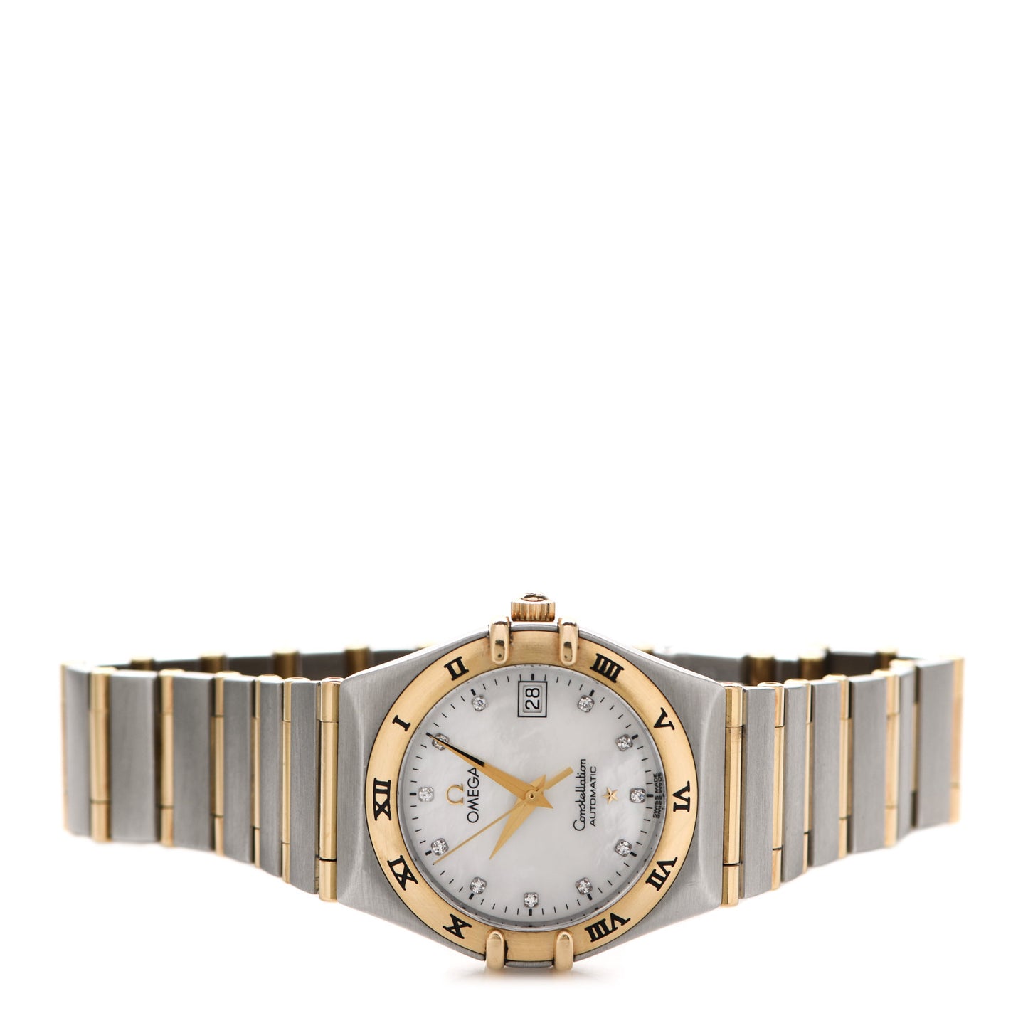 Stainless Steel 18K Yellow Gold Diamond Mother of Pearl 27mm Constellation Automatic Watch 1282.75.00