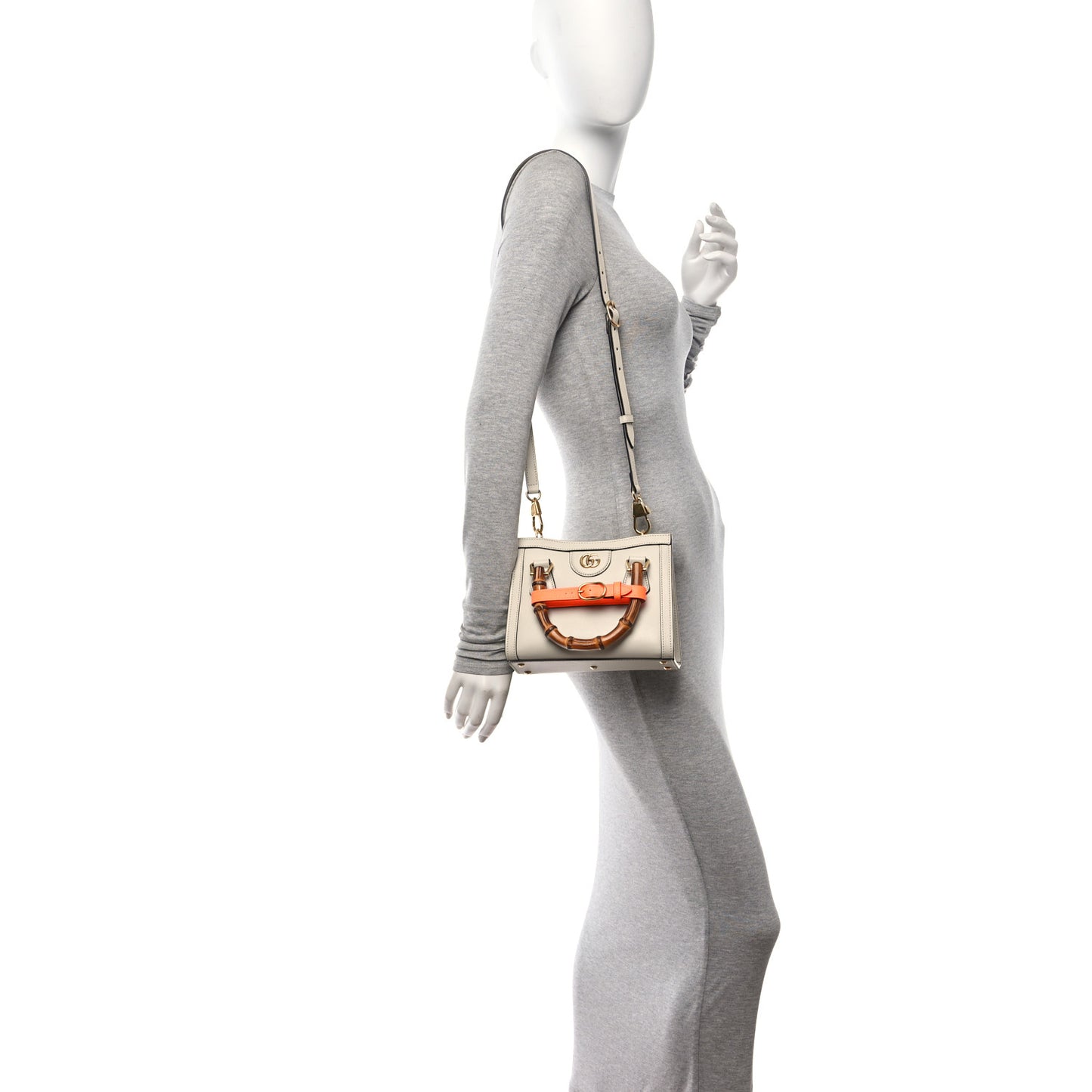 Wonka Grain Calfskin Mini Diana Tote Bag Mystic White Orange Fluo