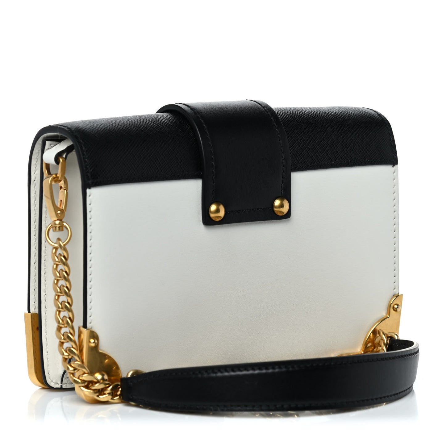 City Calfskin Saffiano Cahier Bag White Black