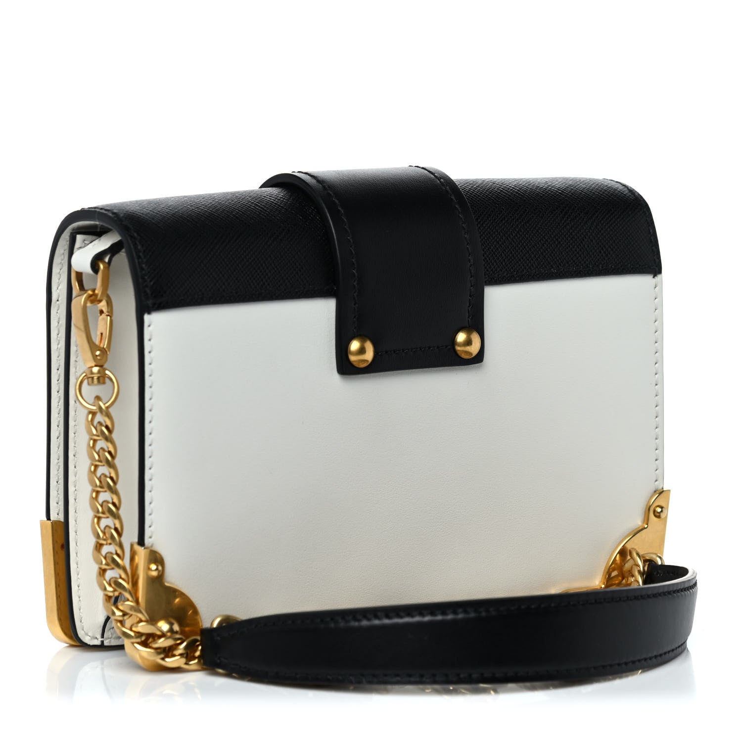 Prada City Calfskin Saffiano Cahier Bag White Black 2 of 9