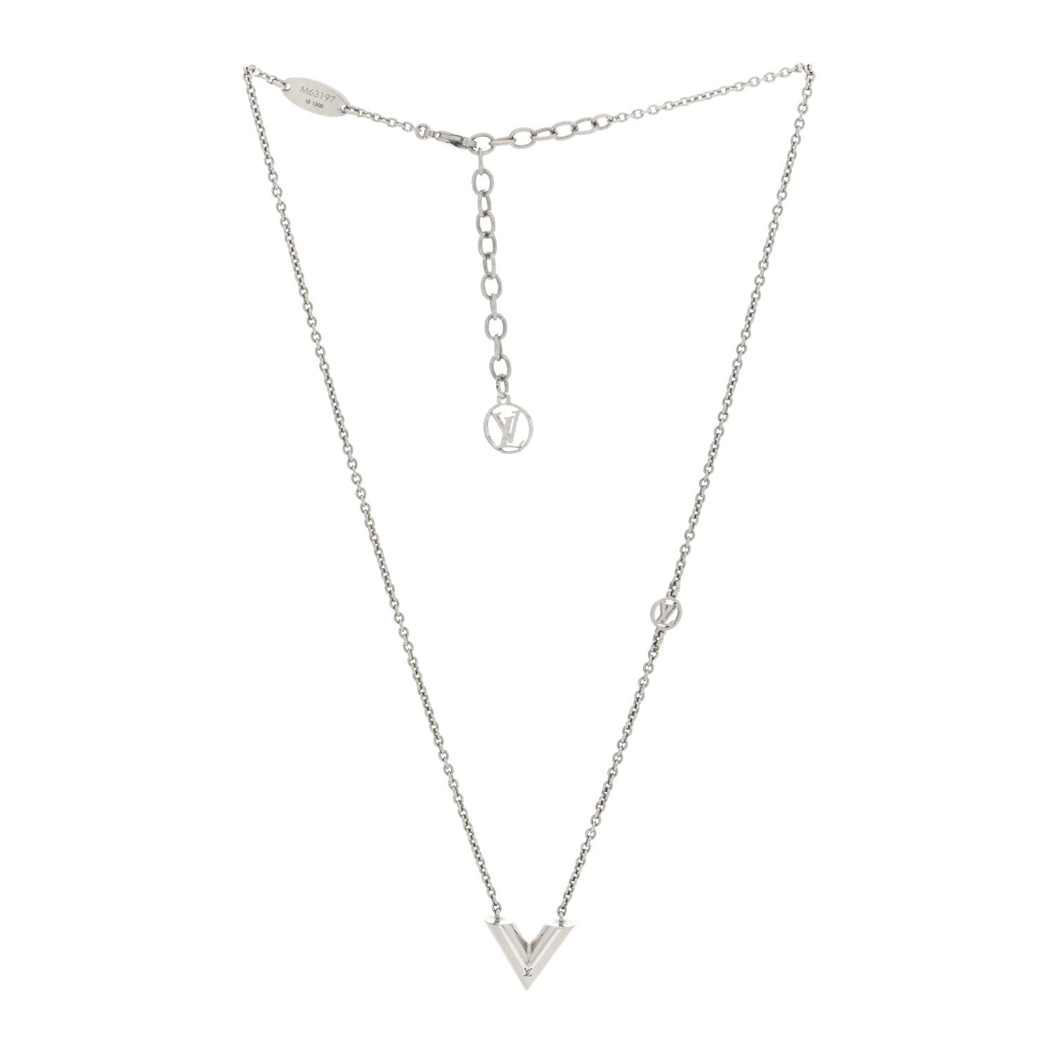 Louis Vuitton Metal Essential V Supple Necklace Silver 3 of 4