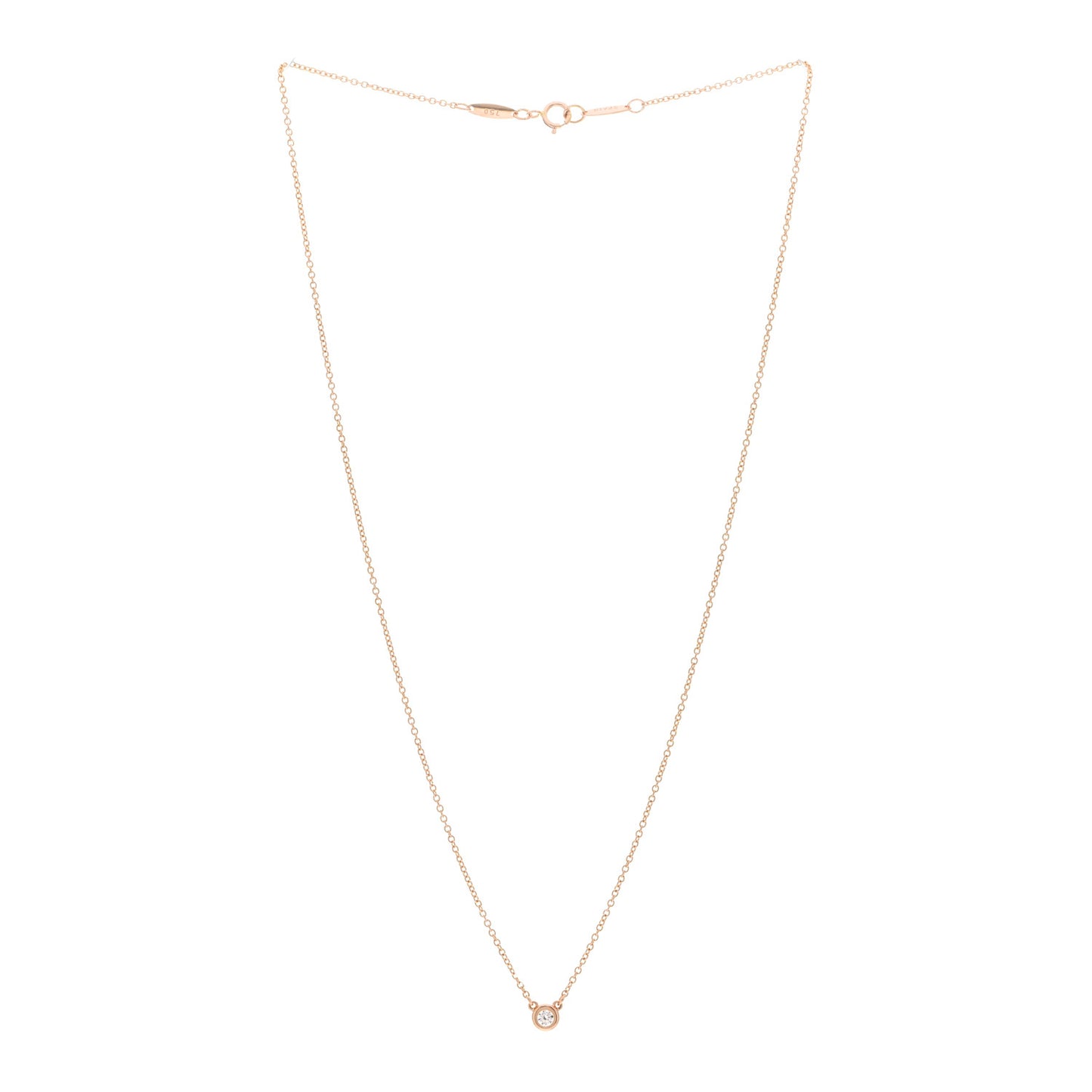18K Rose Gold Diamond .08ct Elsa Peretti Diamonds by the Yard Pendant Necklace