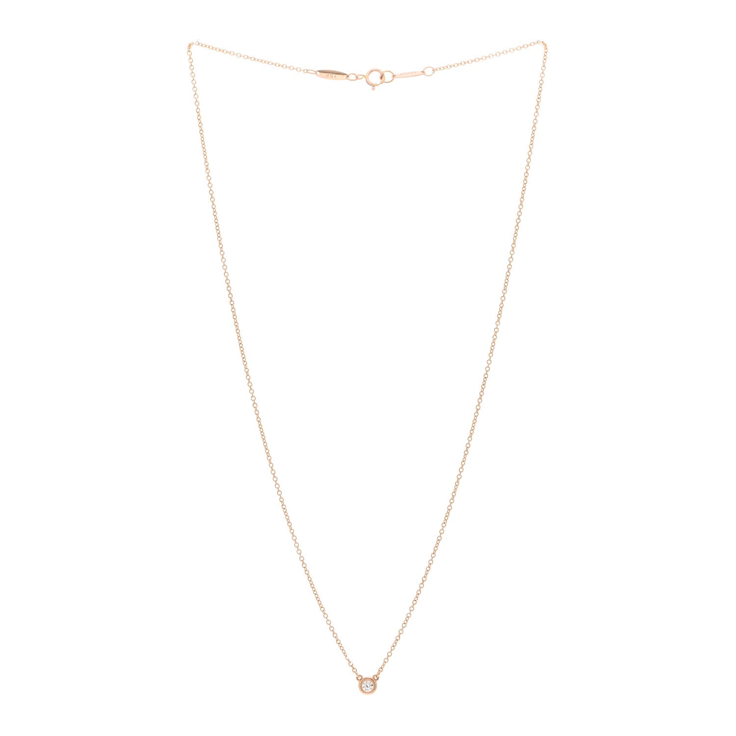 Tiffany 18K Rose Gold Diamond .08ct Elsa Peretti Diamonds by the Yard Pendant Necklace 3 of 4