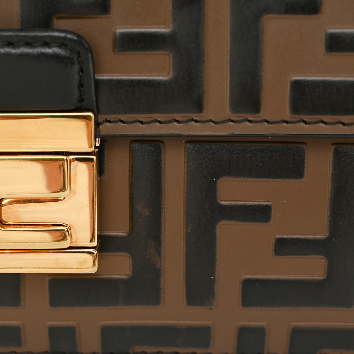 Vitello Liberty Bi-Color FF 1974 Embossed Small Kan U Shoulder Bag Maya Black