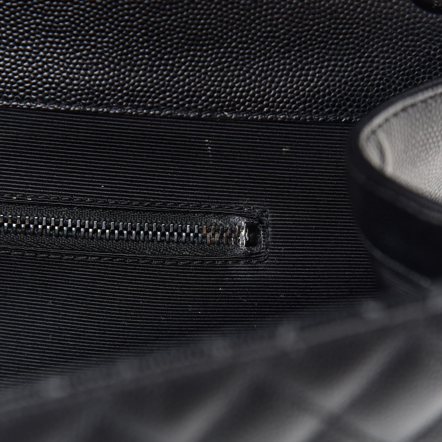 Grain De Poudre Textured Mixed Matelasse Large Triquilt Monogram Monochrome Satchel Black