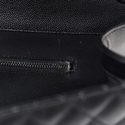 Saint Laurent Grain De Poudre Textured Mixed Matelasse Large Triquilt Monogram Monochrome Satchel Black 7 of 10