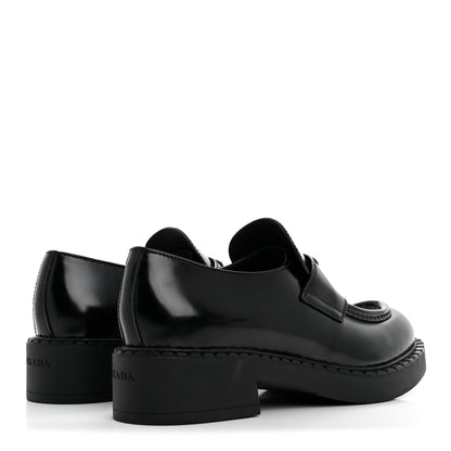 Prada Spazzolato Metal Triangle Logo 50mm Loafers 39 Black 5 of 15