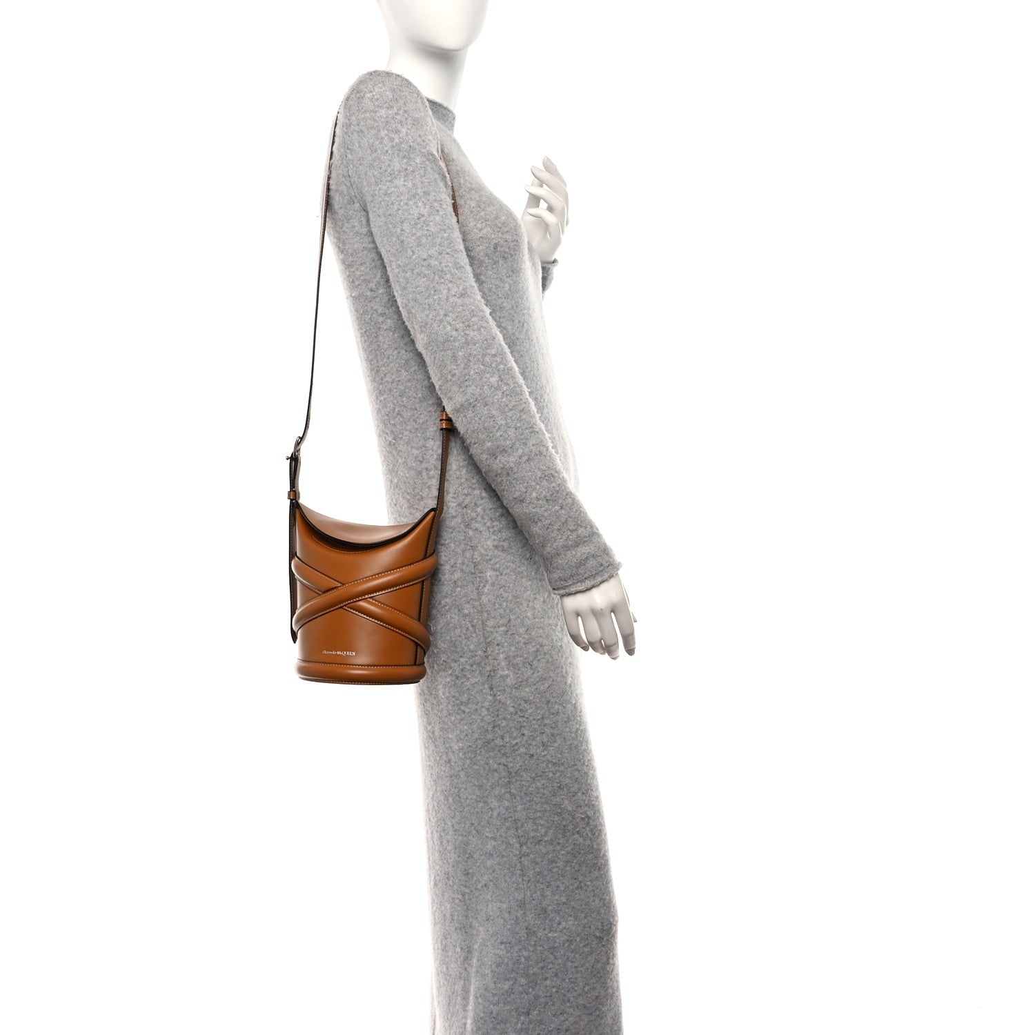 Alexander McQueen Calfskin The Curve Small Shoulder Bag Tan 2 of 13