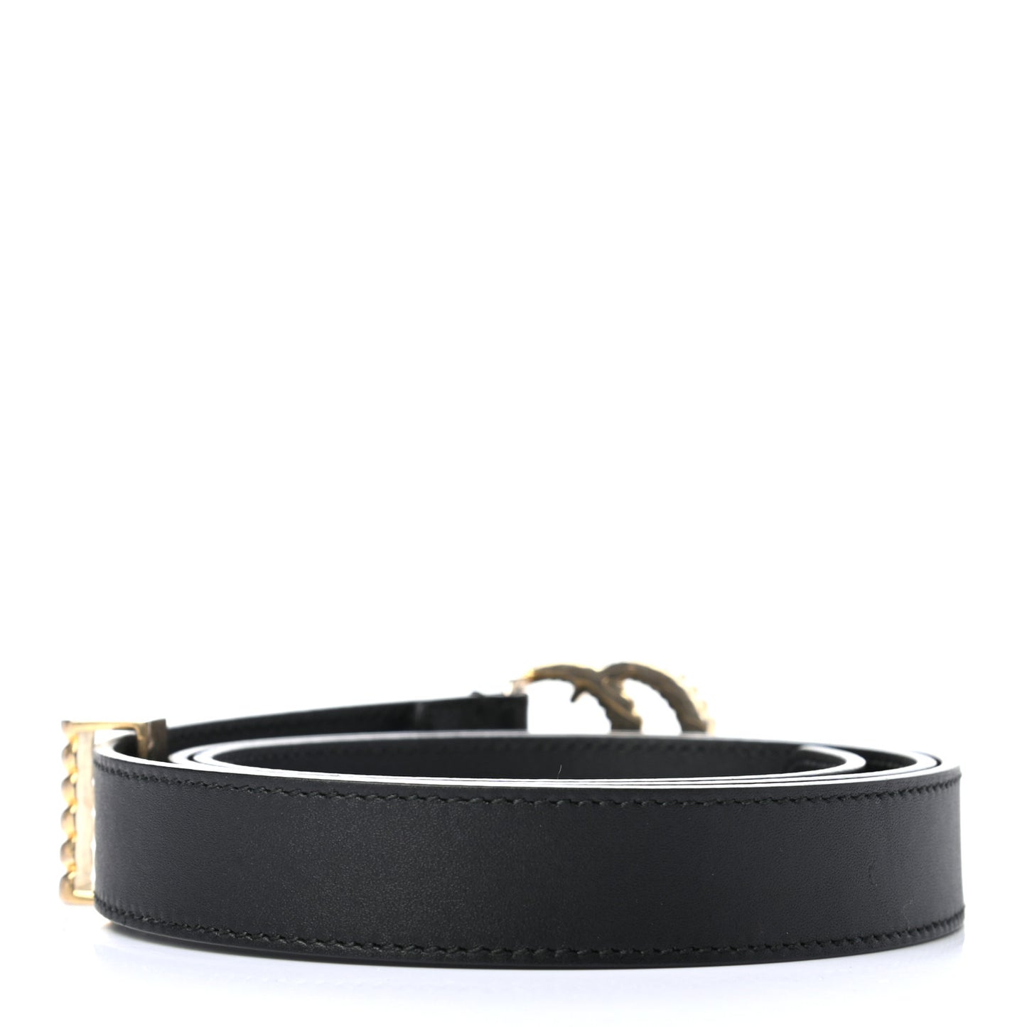Moon Calfskin Torchon Double G 25mm Belt 95 38 Black