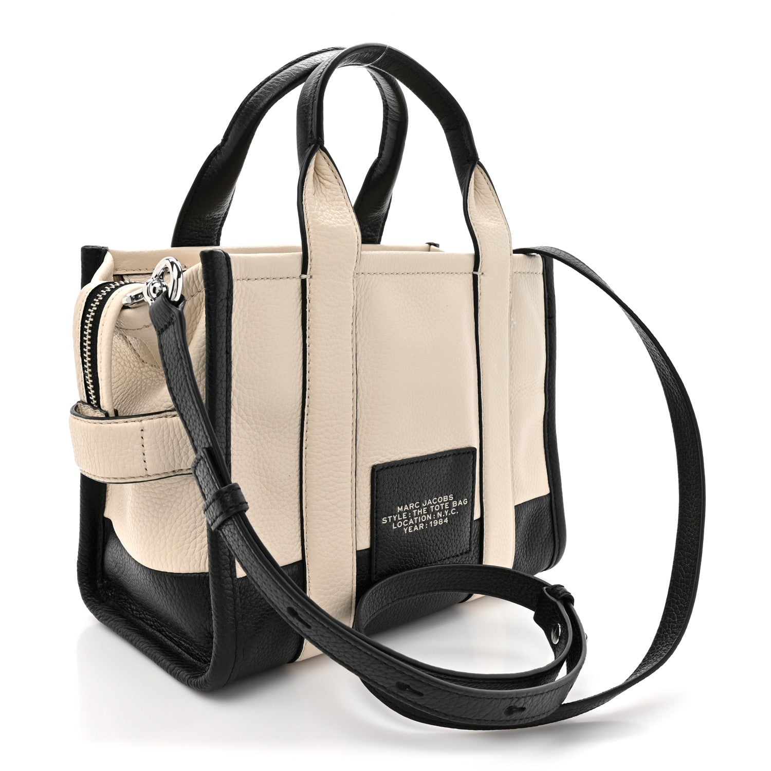 Marc Jacobs Grained Calfskin Small The Tote Bag Ivory Black 3 of 10