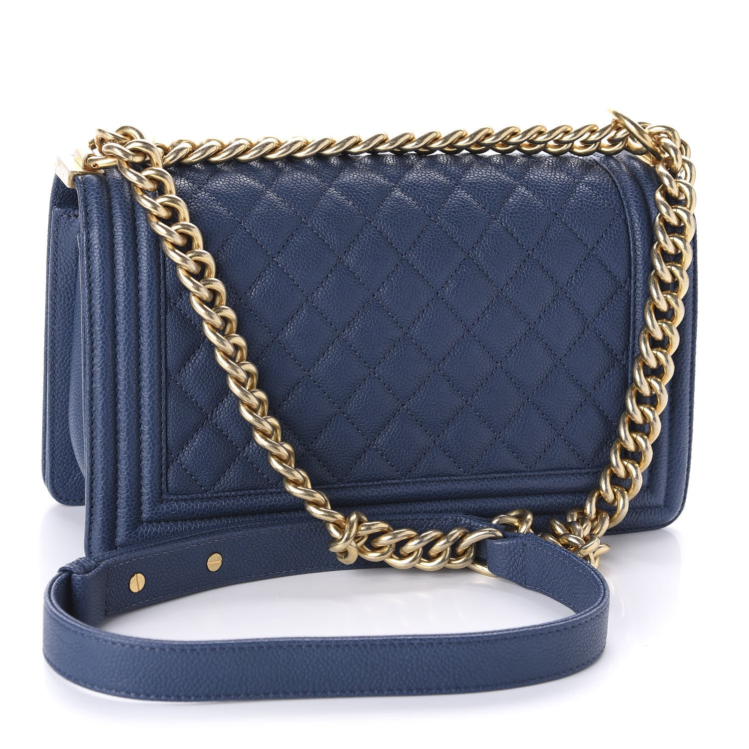 Chanel Caviar Quilted Medium Boy Flap Blue 3 of 11