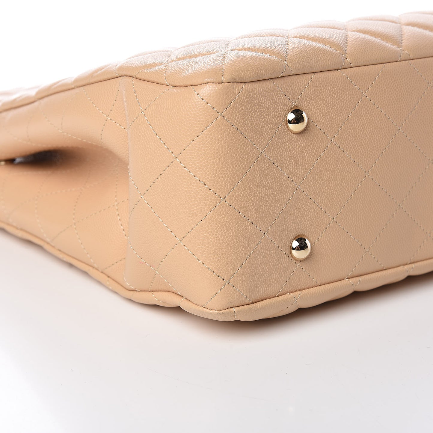 Caviar Quilted Large Classic Shopping Tote Light Beige