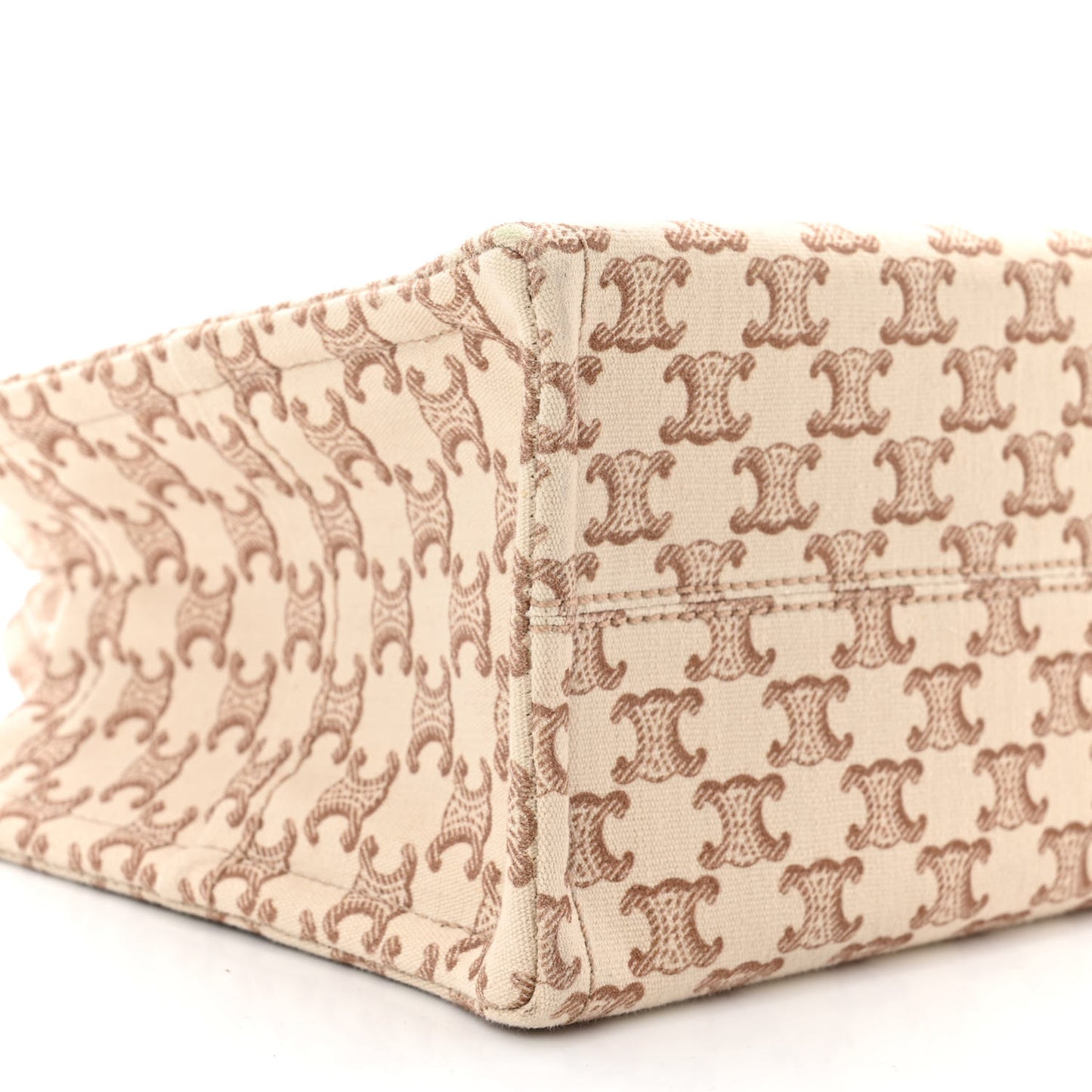 Canvas Calfskin Triomphe Print Small Cabas Thais White