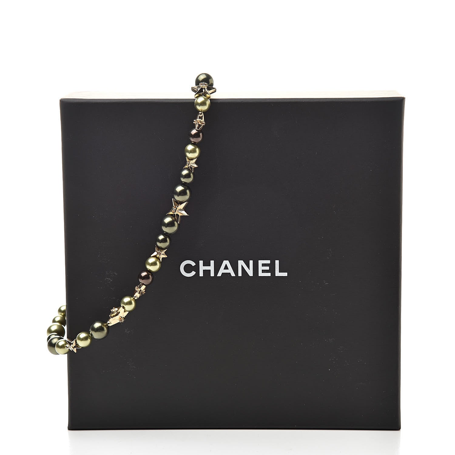 Chanel Pearl Star CC Necklace Green Gold 5 of 5