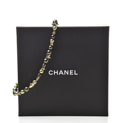 Chanel Pearl Star CC Necklace Green Gold 5 of 5