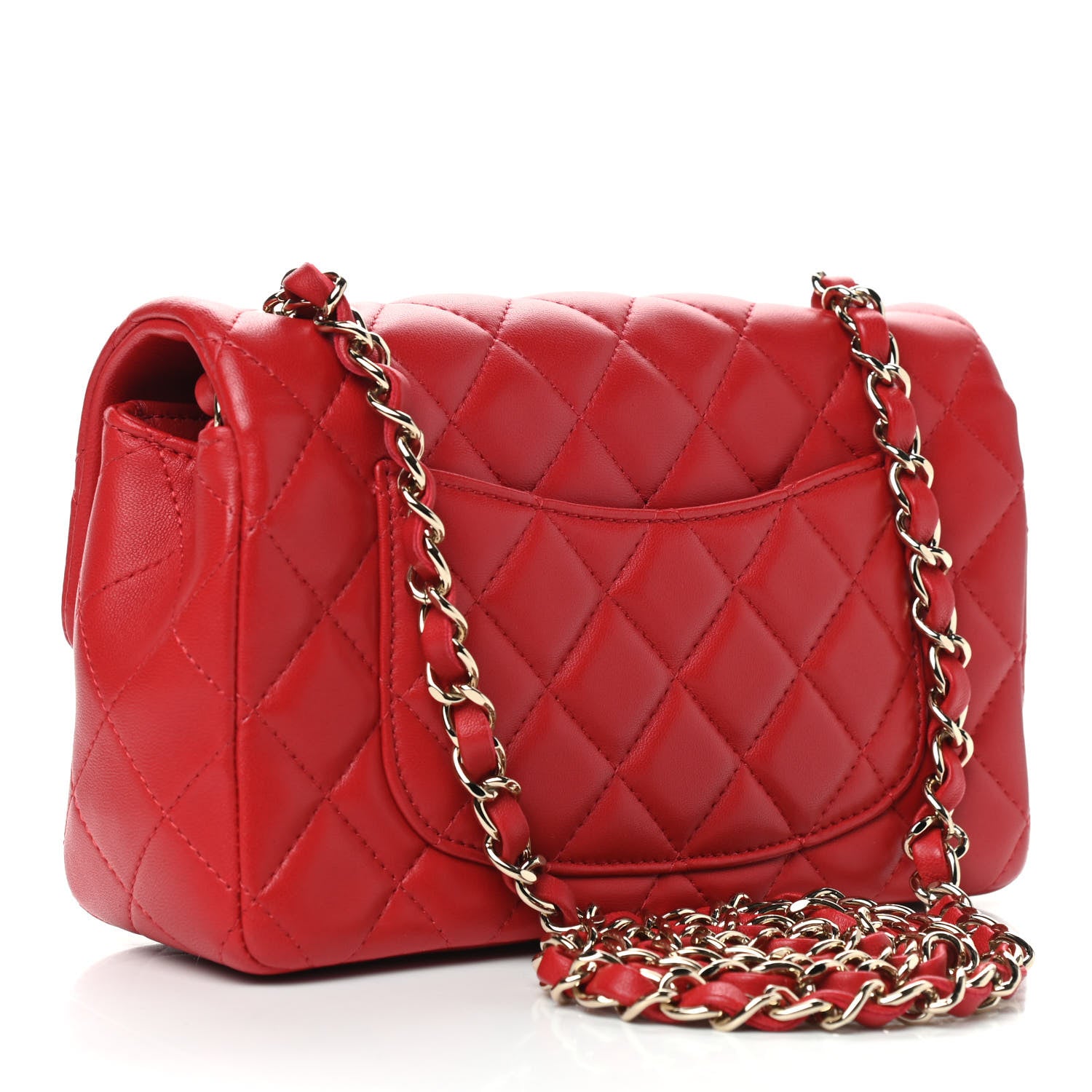 Chanel Lambskin Quilted Mini Rectangular Flap Red 3 of 9