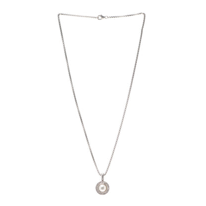 David Yurman Sterling Silver Diamond Pearl 8mm Cerise Pendant Necklace 3 of 4