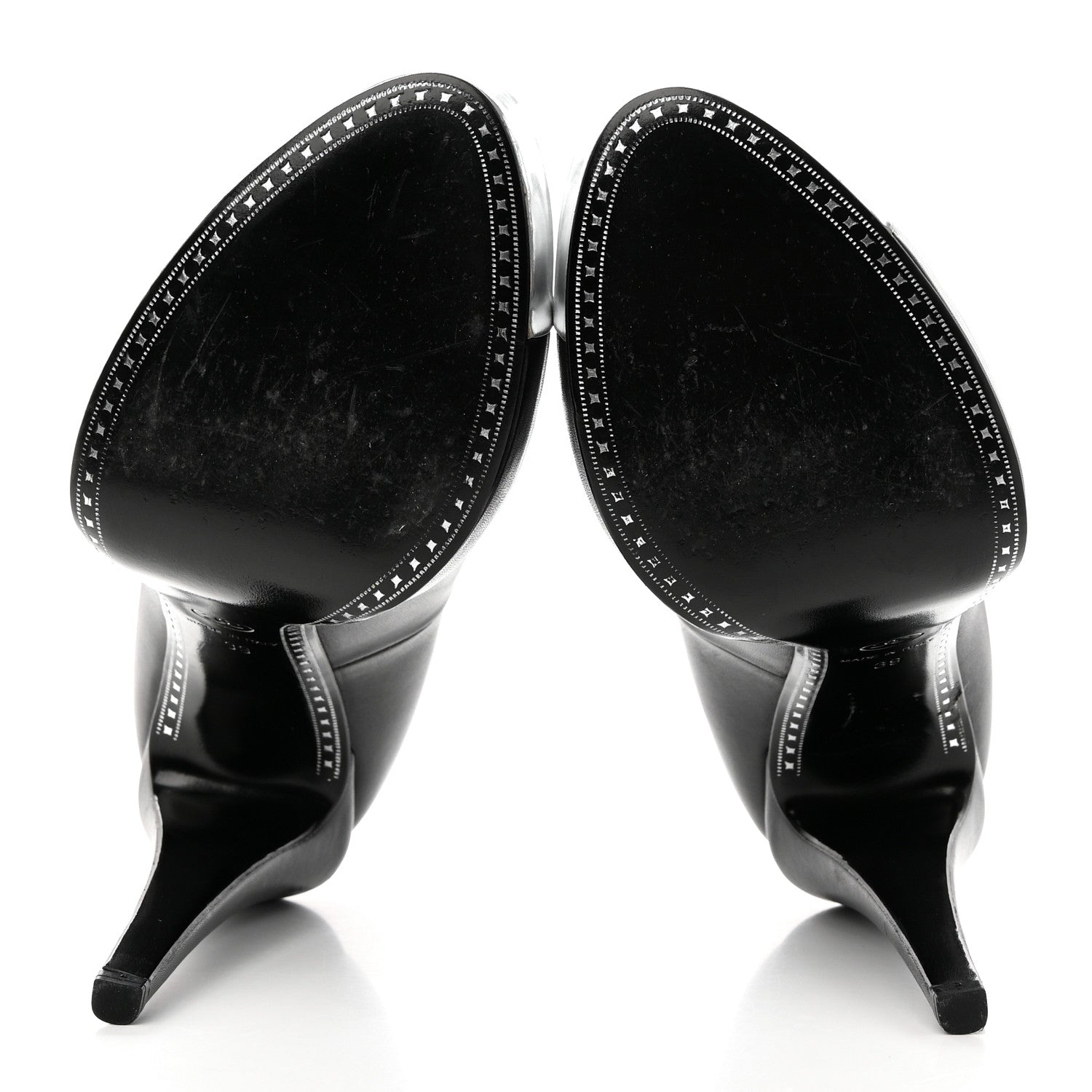 Chanel Calfskin Cap Toe CC Pumps 39 Black Silver 5 of 15