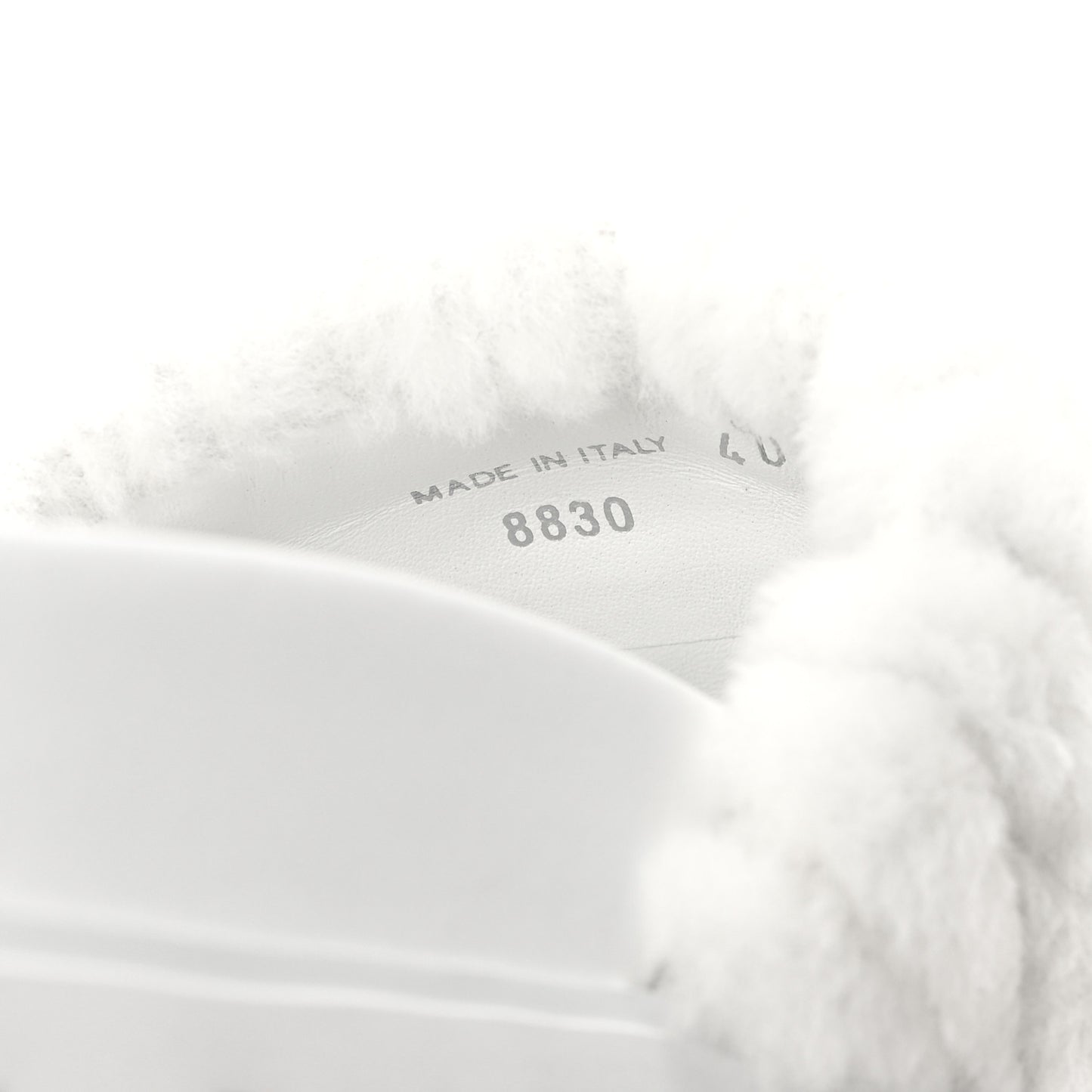 Shearling Matelasse Logo Slide Sandals 40 White