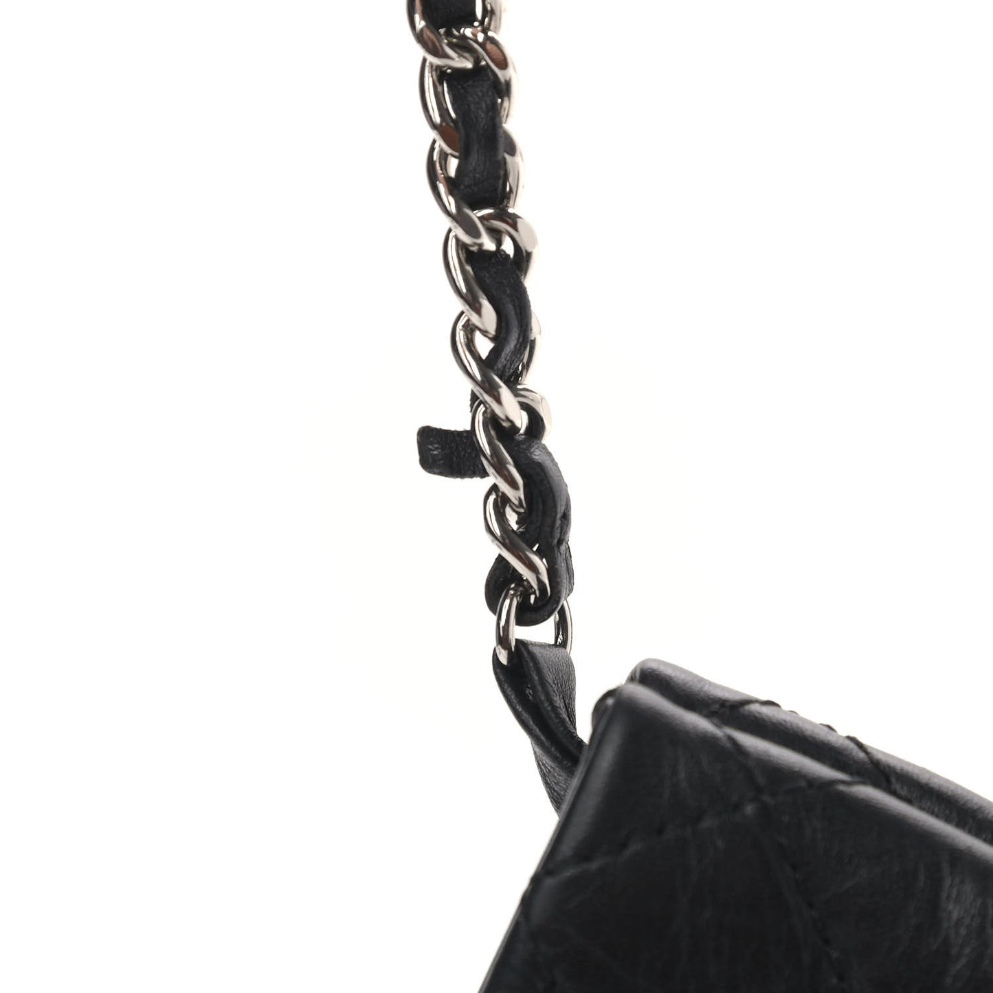 Aged Calfskin Quilted Crossbody Bag Black