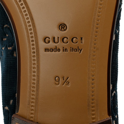 Gucci Velvet GG Monogram Horsebit Mens Jordaan Loafers 9.5 Blue Beige 7 of 9