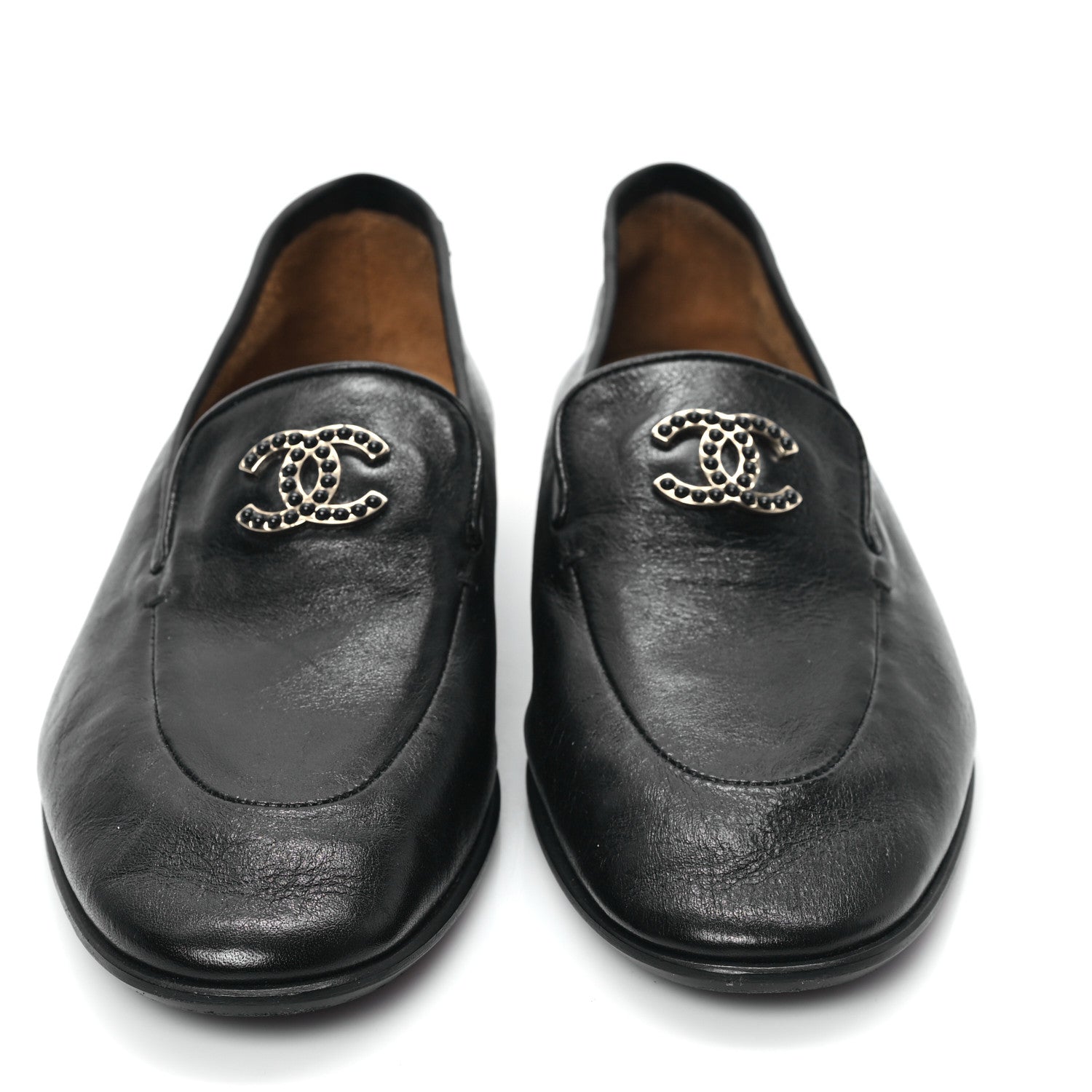 Chanel Shiny Calfskin CC Mocassin Loafers 40 Black 2 of 8