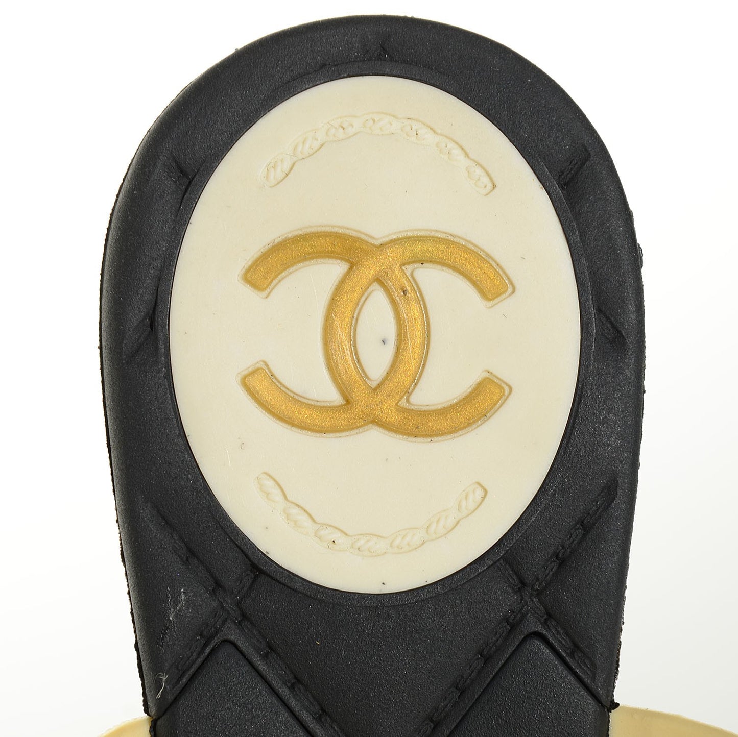 Jelly Quilted Camellia Thong Sandals 36 Black Beige