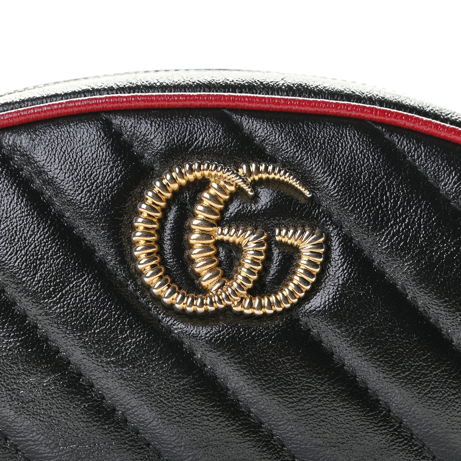 Gucci Azalea Calfskin Matelasse Diagonal Torchon GG Marmont Belt Bag 75 30 Black Romantic Cerise 8 of 12