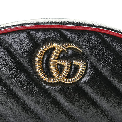 Gucci Azalea Calfskin Matelasse Diagonal Torchon GG Marmont Belt Bag 75 30 Black Romantic Cerise 8 of 12