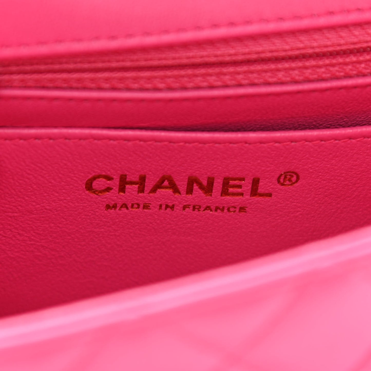 Lambskin Quilted Mini Rectangular Flap Fuchsia