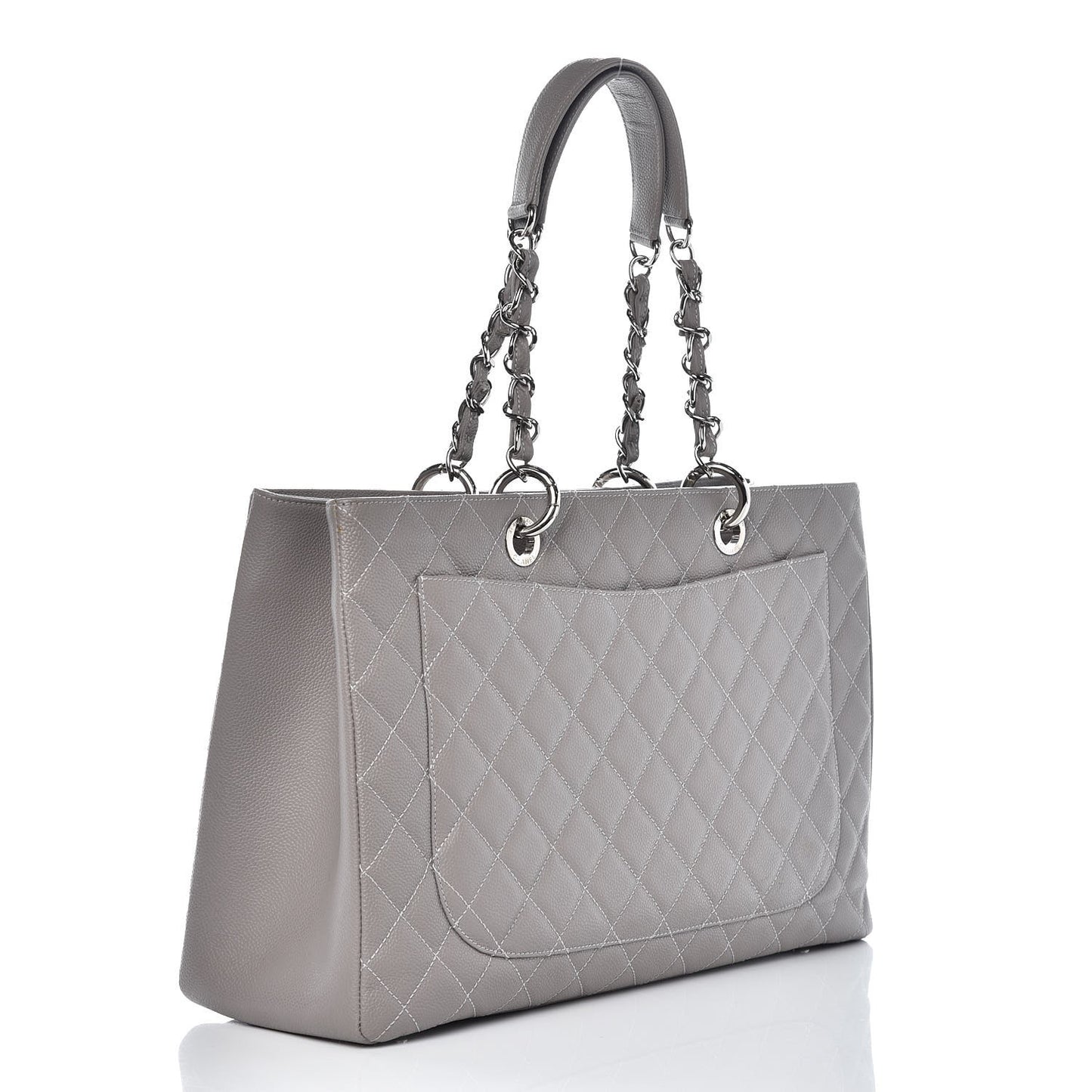 Caviar Quilted XL Grand Shopping Tote GST Light Grey