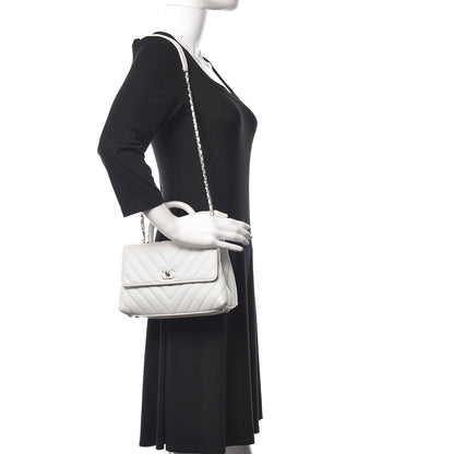 Chanel Iridescent Caviar Chevron Quilted Mini Coco Handle Flap White 2 of 11