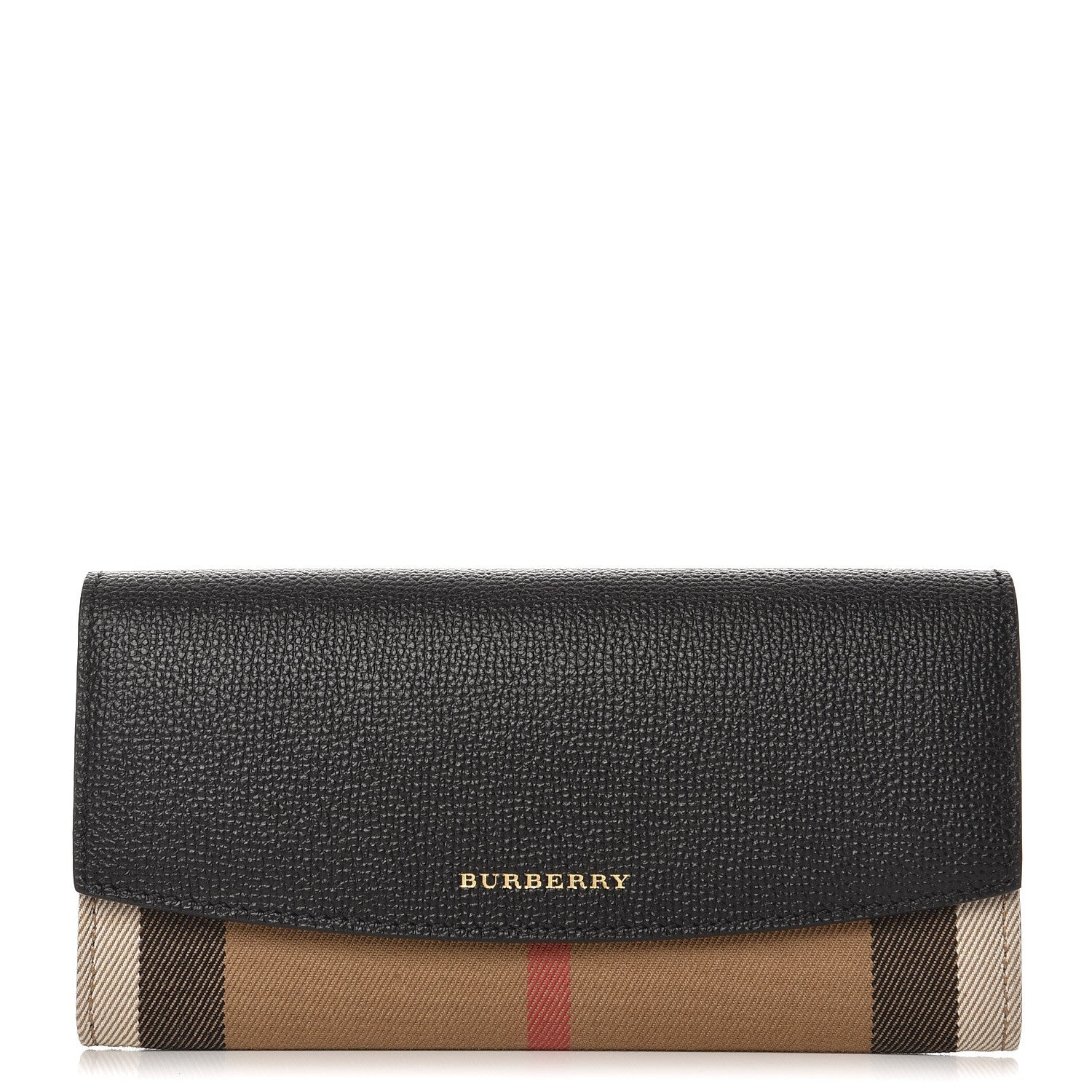 Burberry Calfskin House Check Porter Continental Wallet Black 1 of 7