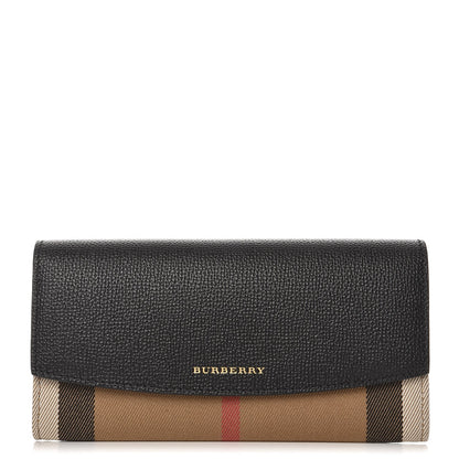 Burberry Calfskin House Check Porter Continental Wallet Black 1 of 7