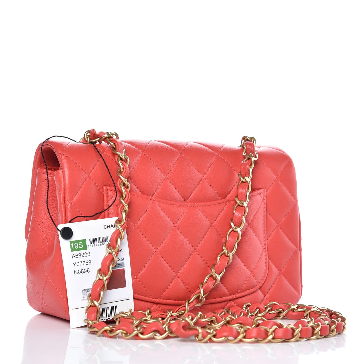 Lambskin Quilted Mini Rectangular Flap Red