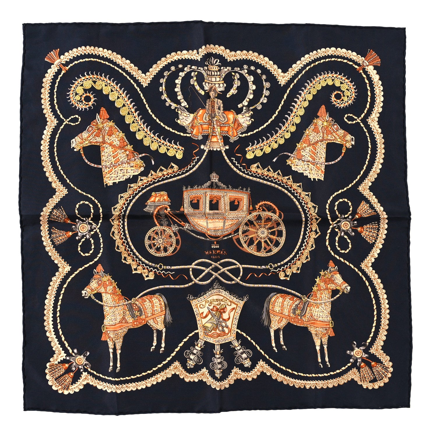 Hermes Silk Paperoles Pocket Square Scarf 45 1 of 3