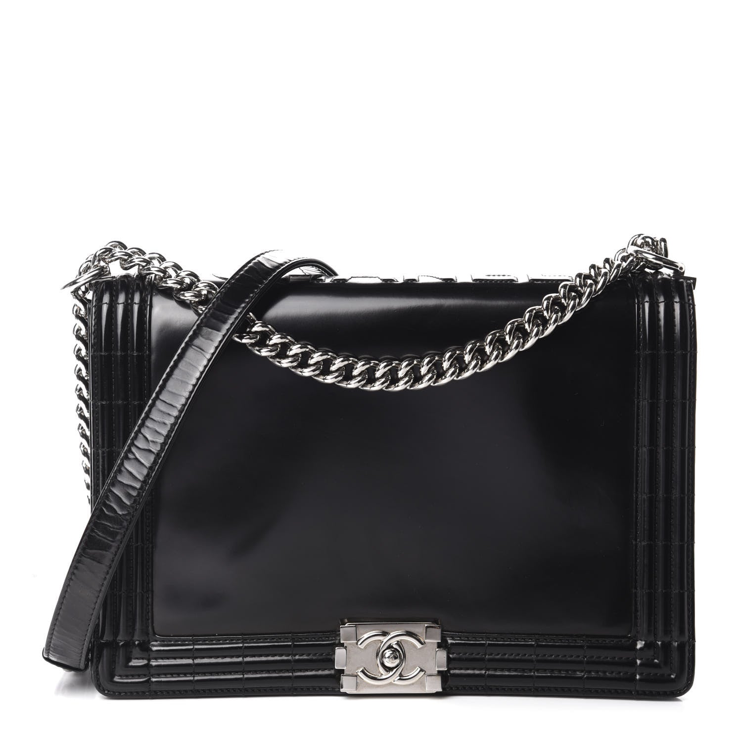 Chanel Glazed Calfskin Large Boy Flap Black 1 of 12