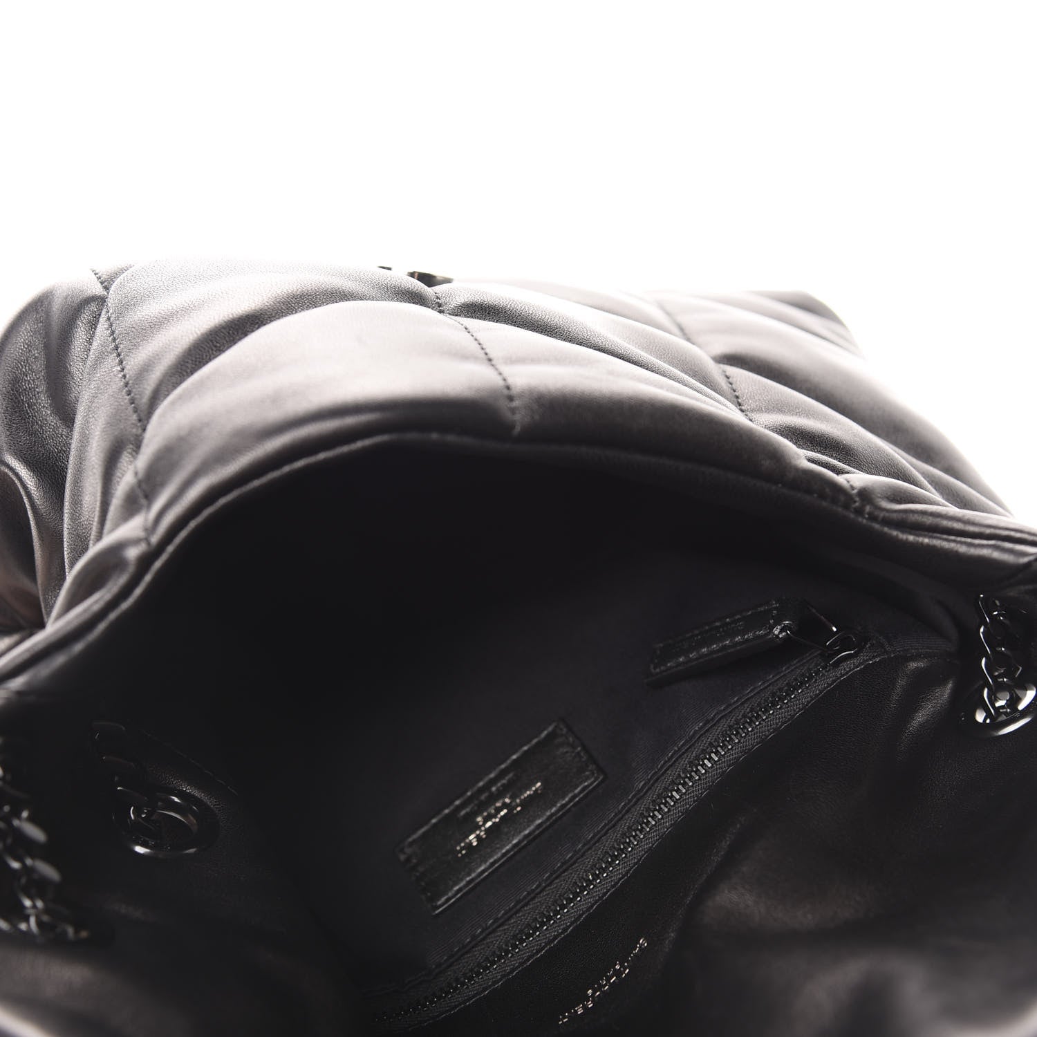 Saint Laurent Lambskin Quilted Small Loulou Puffer Monogram Chain Satchel Black 5 of 12