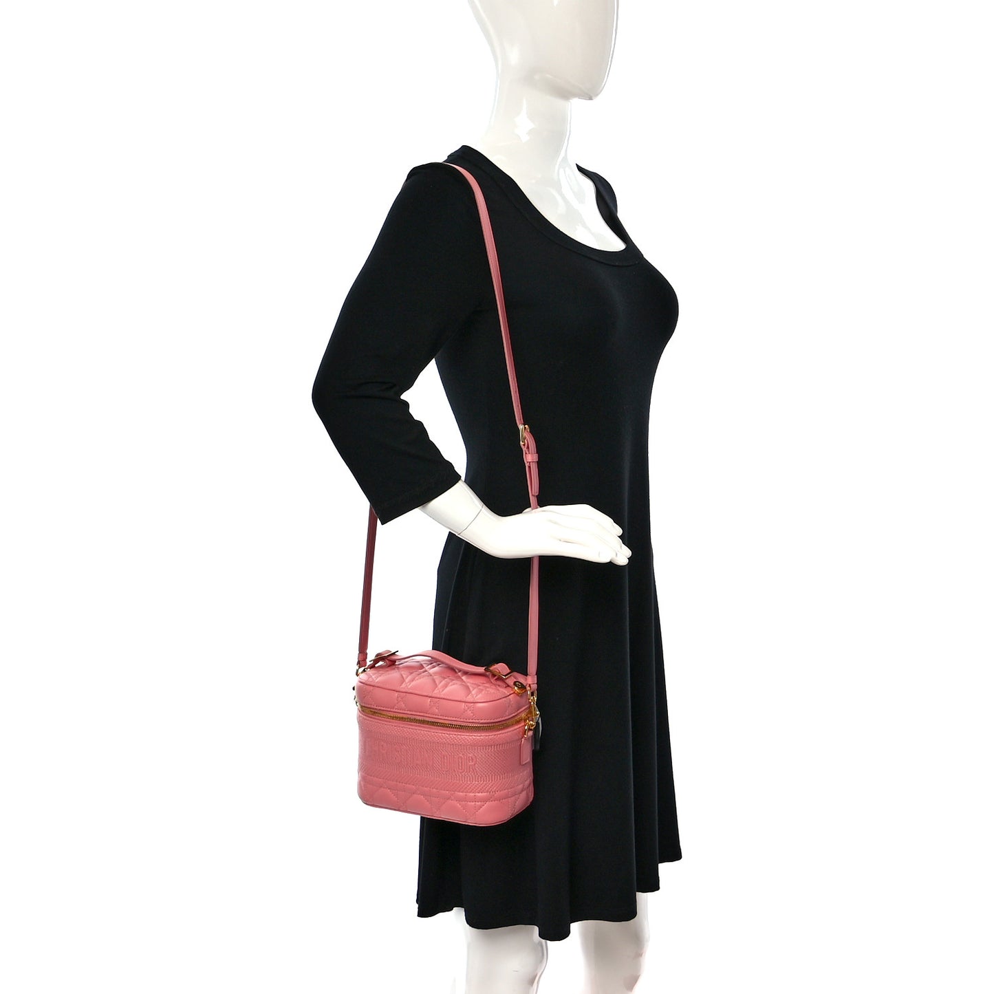 Lambskin Cannage Small Diortravel Vanity Case Pink