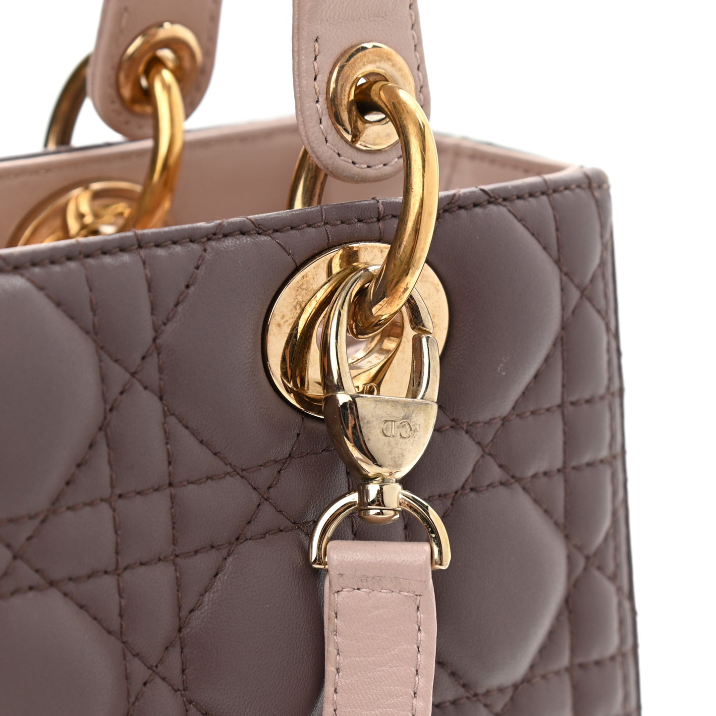 Lambskin Cannage Medium Tri-Color Lady Dior Brown