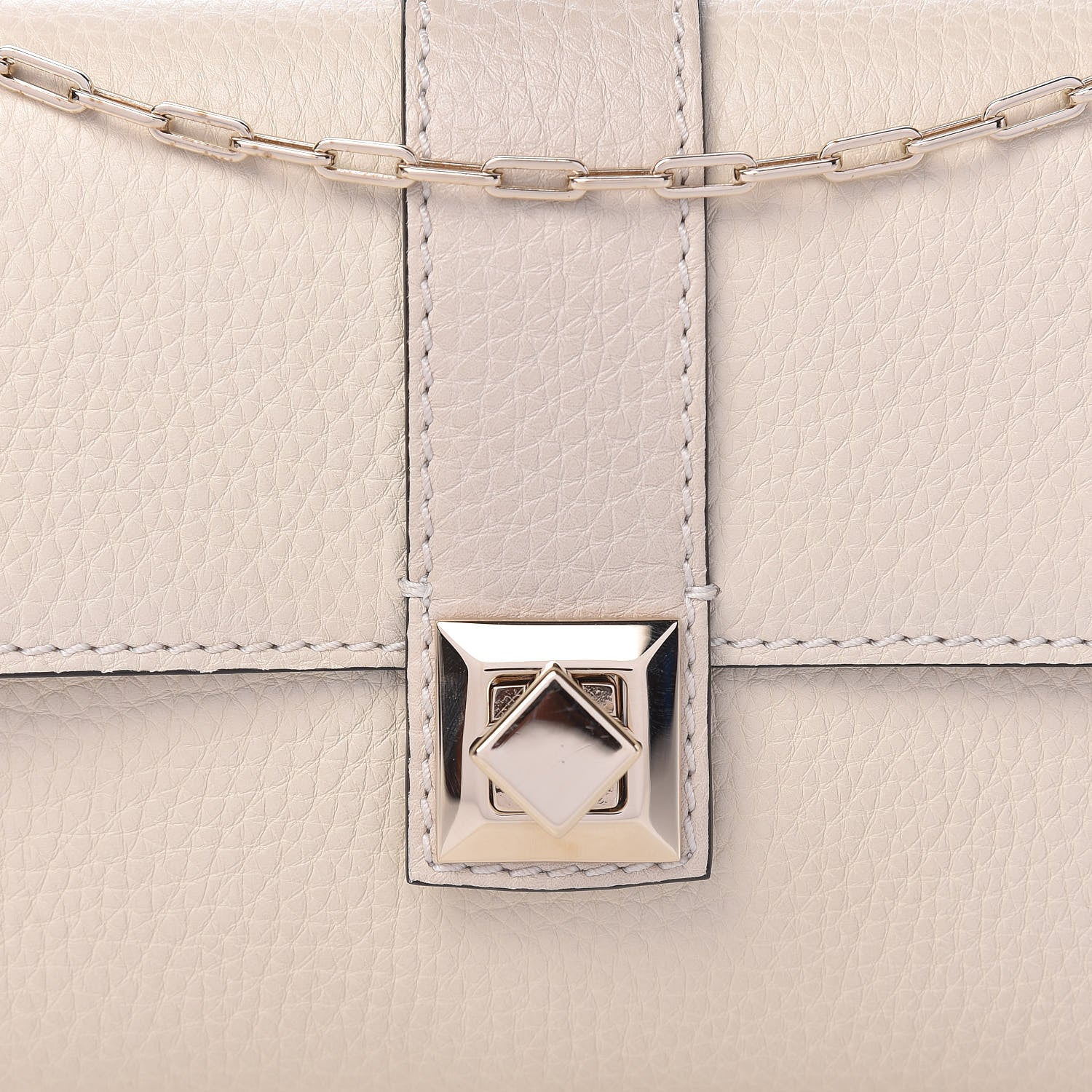 Valentino Garavani Pebbled Calfskin Rockstud Chain Clutch Light Ivory 14 of 14