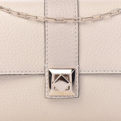 Valentino Garavani Pebbled Calfskin Rockstud Chain Clutch Light Ivory 14 of 14
